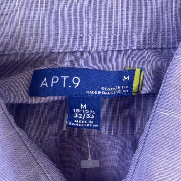 Apt 9 Regular Fit Button Up Dress Shirt Mens Medium Purple New - Picture 6 of 8
